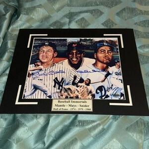 - New York Yankees Mickey mantle Willie mays Snider signed 8x10